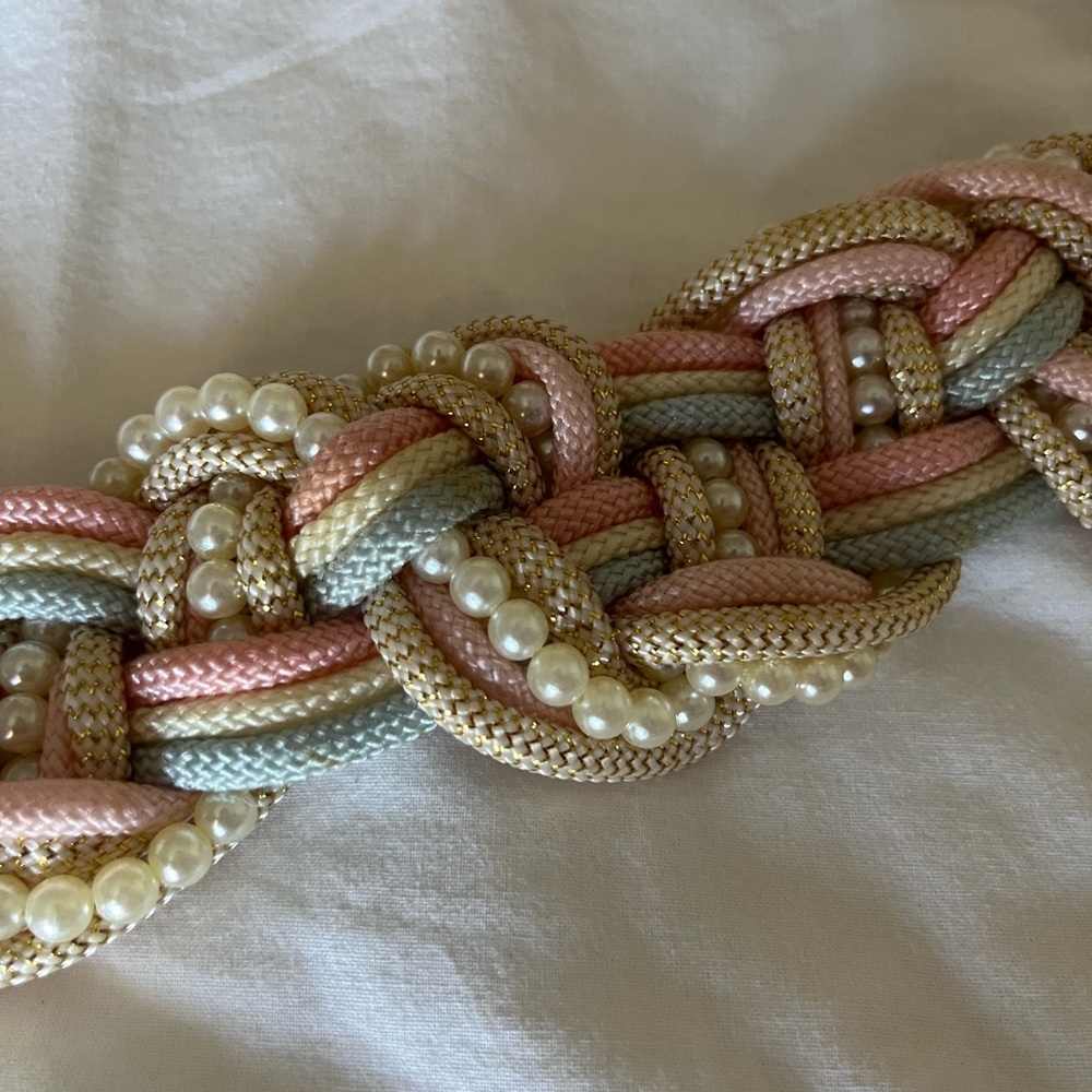 Braided Rope Belt with Pearls